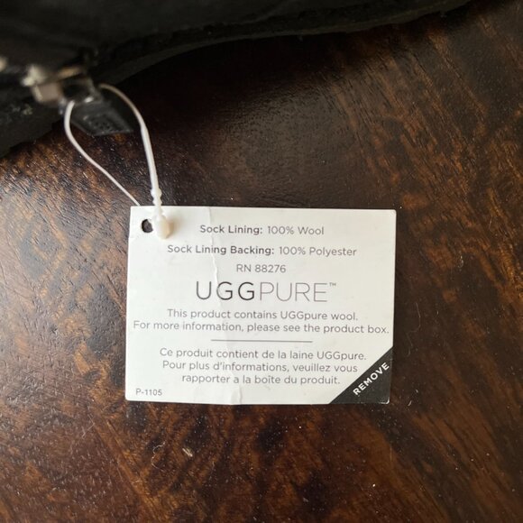 UGG Pure RN 88276 Kids 100% Wool Lining Suede Ankle boots Black / young kids US9 - Picture 6 of 7